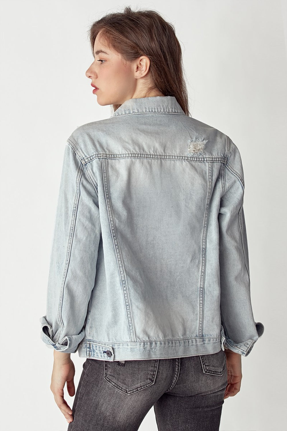 RISEN Distressed Button Up Jacket   