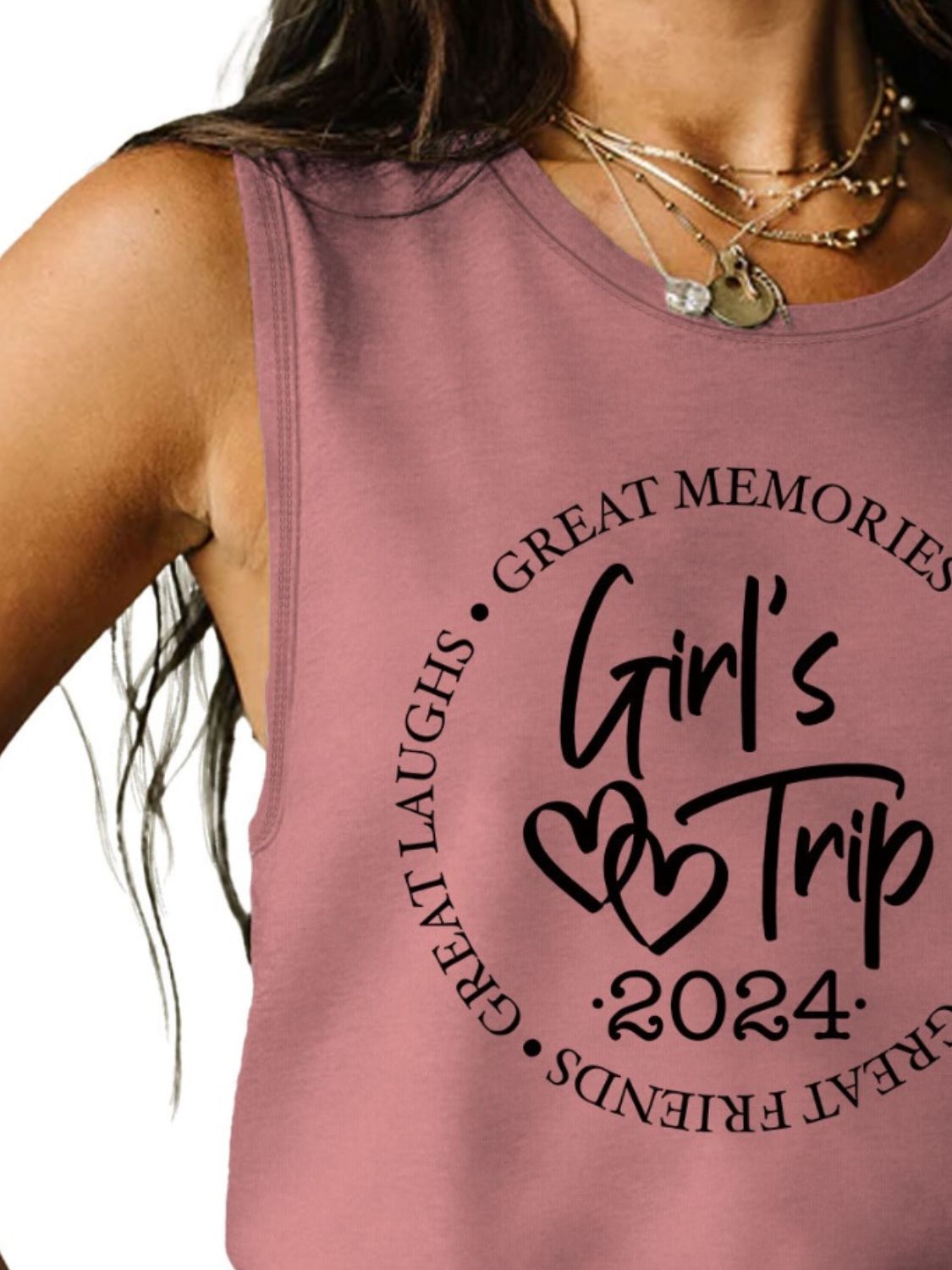 STUNNLY  Letter Graphic Round Neck Tank   