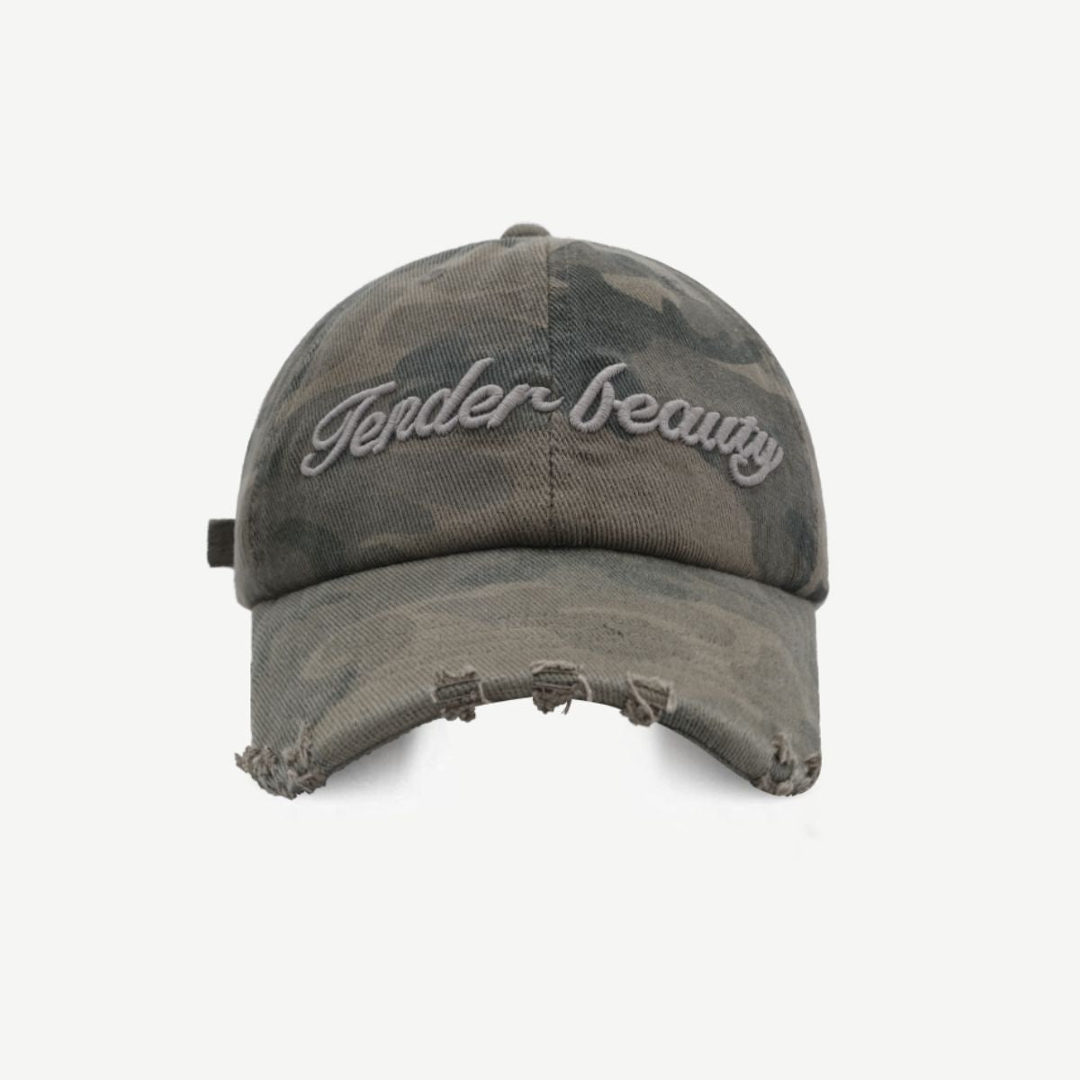 Letter Graphic Camouflage Cotton Hat Charcoal One Size 