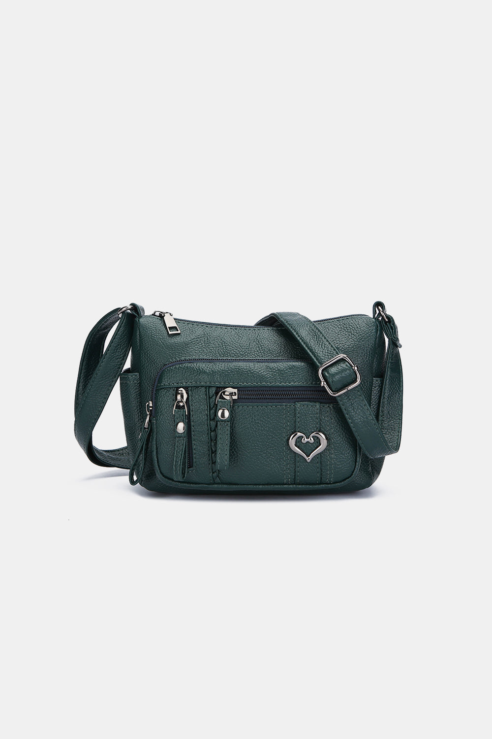 PU Leather Adjustable Strap Shoulder Bag Green One Size 