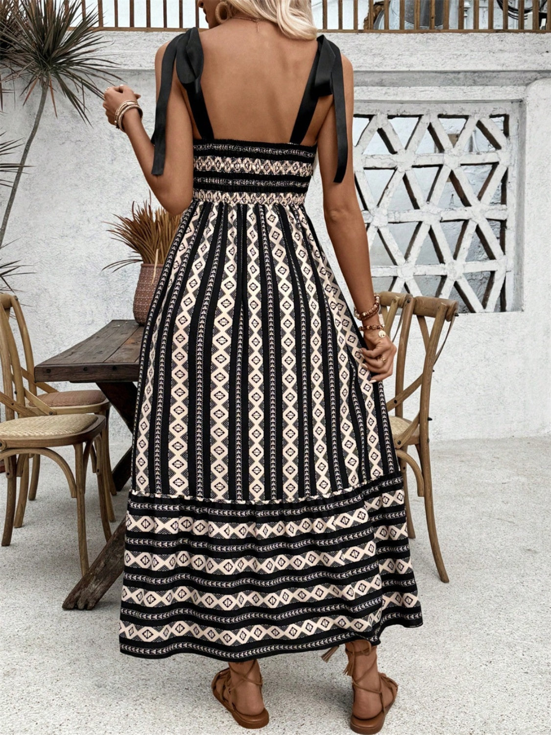 Printed Square Neck Maxi Cami Dress   