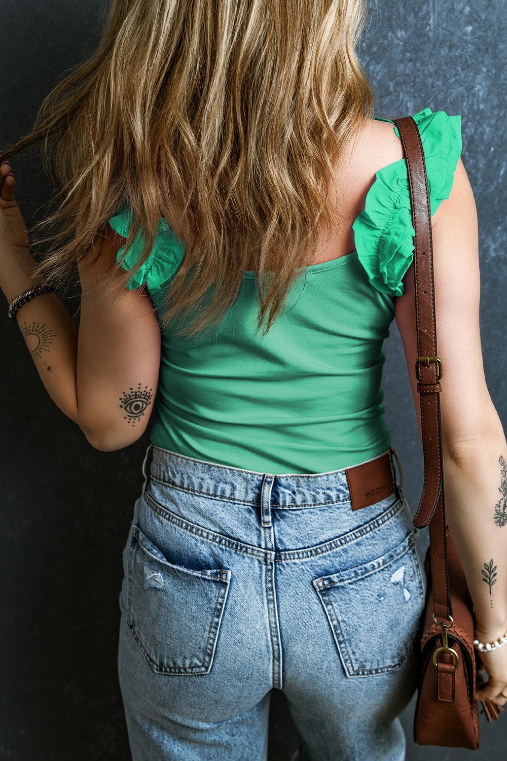 Ruffled Round Neck Tank   