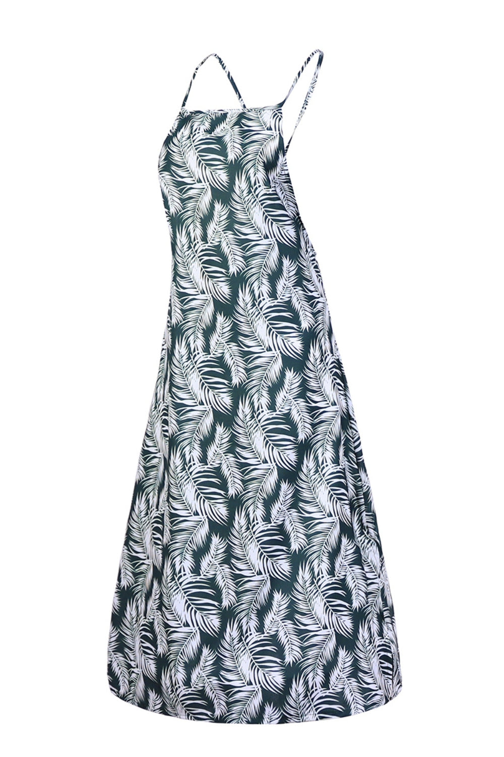 Slit Crisscross Printed Sleeveless Cami Dress   