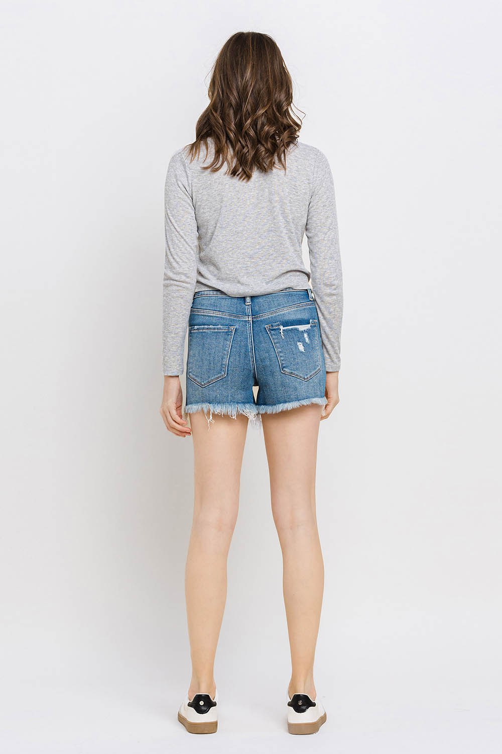 STUNNLY  Vervet by Flying Monkey Distressed Raw Hem Denim Shorts   