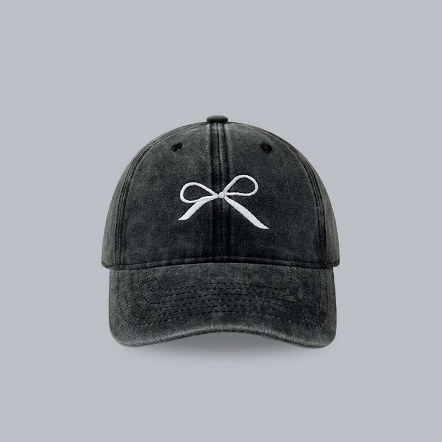 Bow Embroidered Adjustable Cap Black One Size 