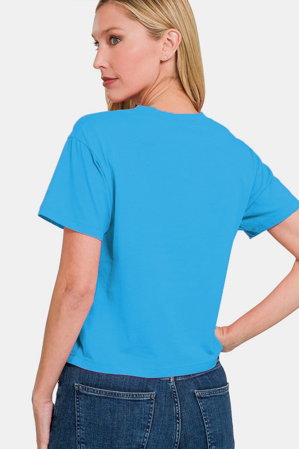 STUNNLY  Zenana Round Neck Short Sleeve Cropped T-Shirt   