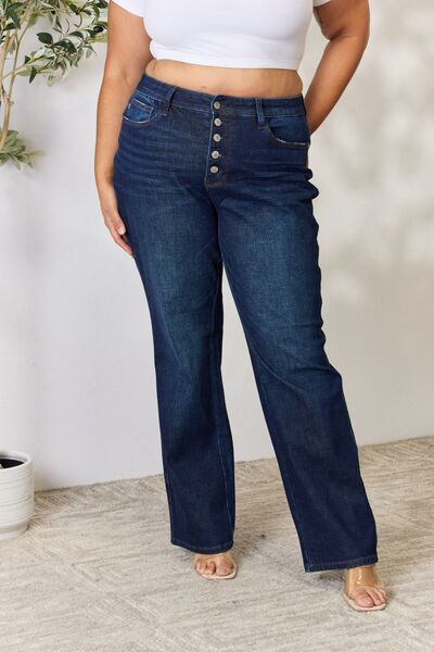 Judy Blue Full Size Button-Fly Straight Jeans   