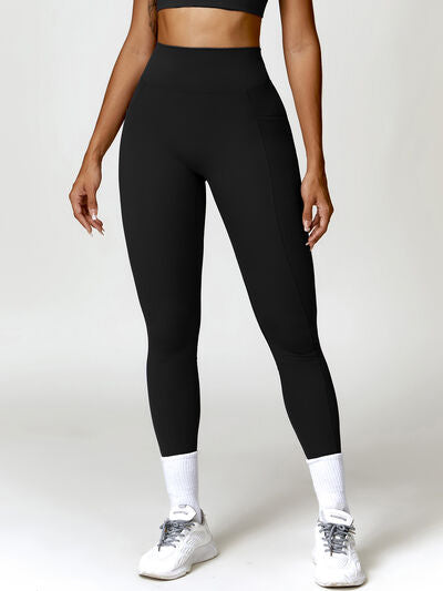 Ruched Pocketed High Waist Active Leggings   