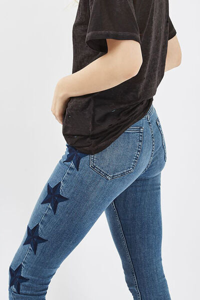 Star Pattern Skinny Jeans   