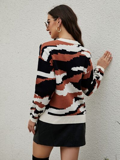 Round Neck Dropped Shoulder Sweater   