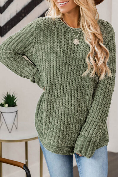 Round Neck Long Sleeve Sweater   