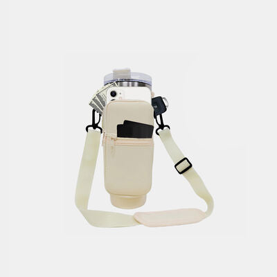 40 Oz Insulated Tumbler Cup Sleeve With Adjustable Shoulder Strap Ivory One Size 