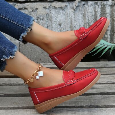 Weave Wedge Heeled Loafers   