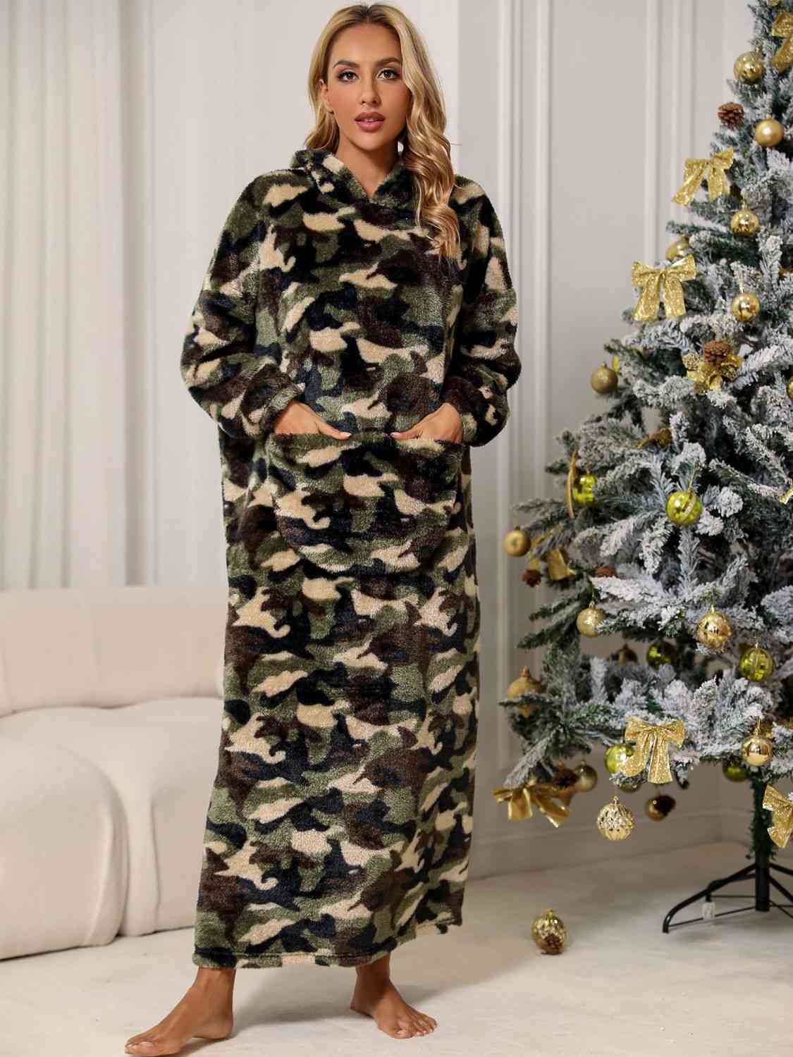Camouflage Hooded Teddy Night Dress Green Camouflage S 