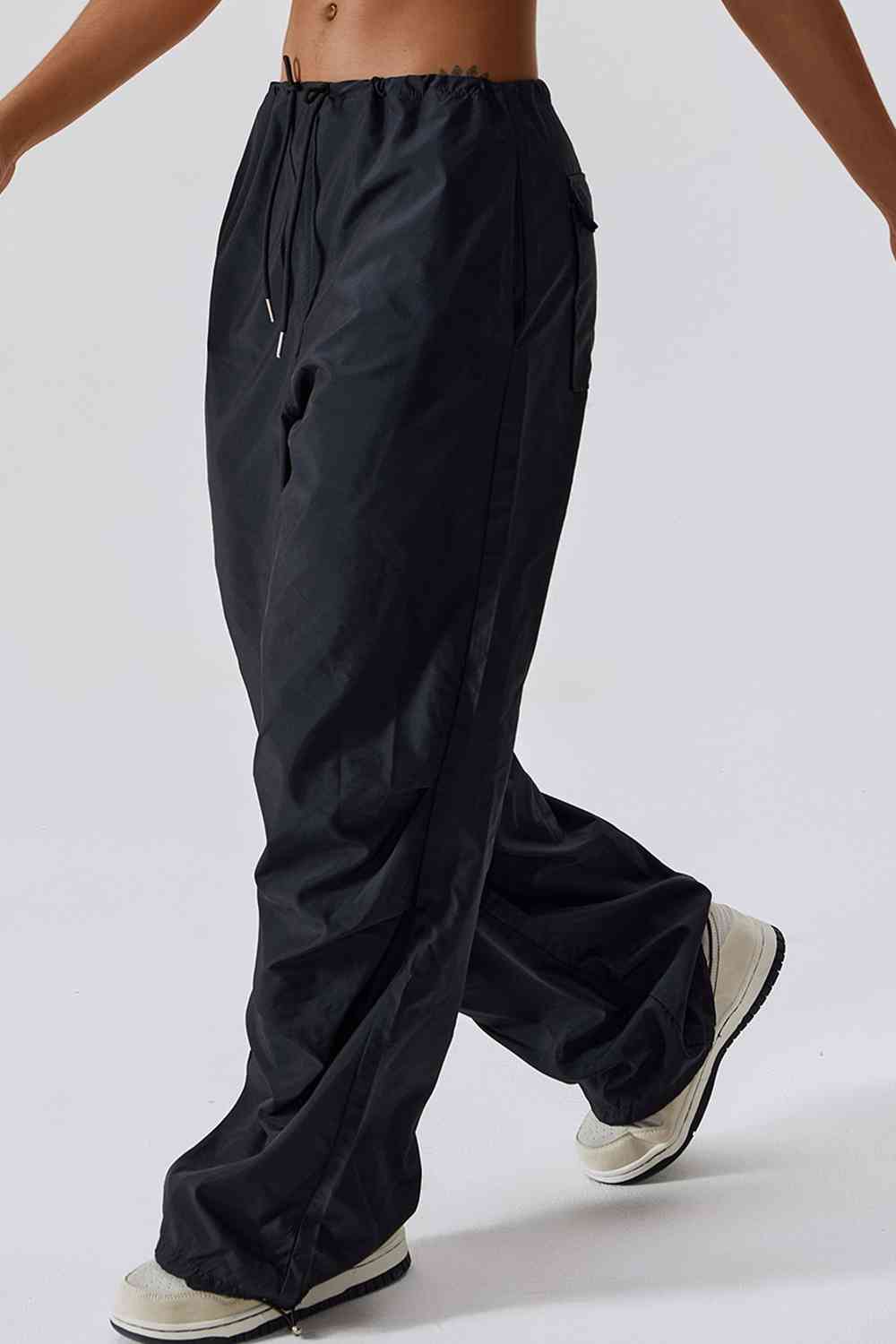 Long Loose Fit Pocketed Sports Pants   