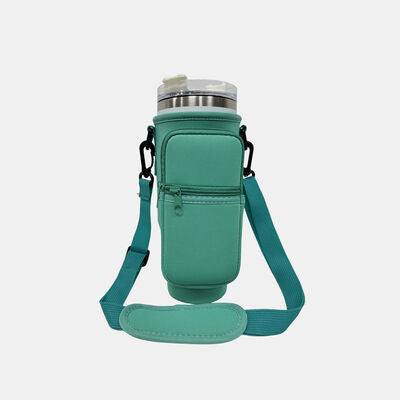 40 Oz Insulated Tumbler Cup Sleeve With Adjustable Shoulder Strap Teal One Size 
