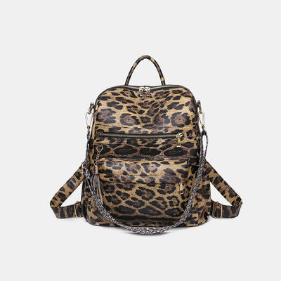 PU Leather Convertible Backpack Leopard One Size 