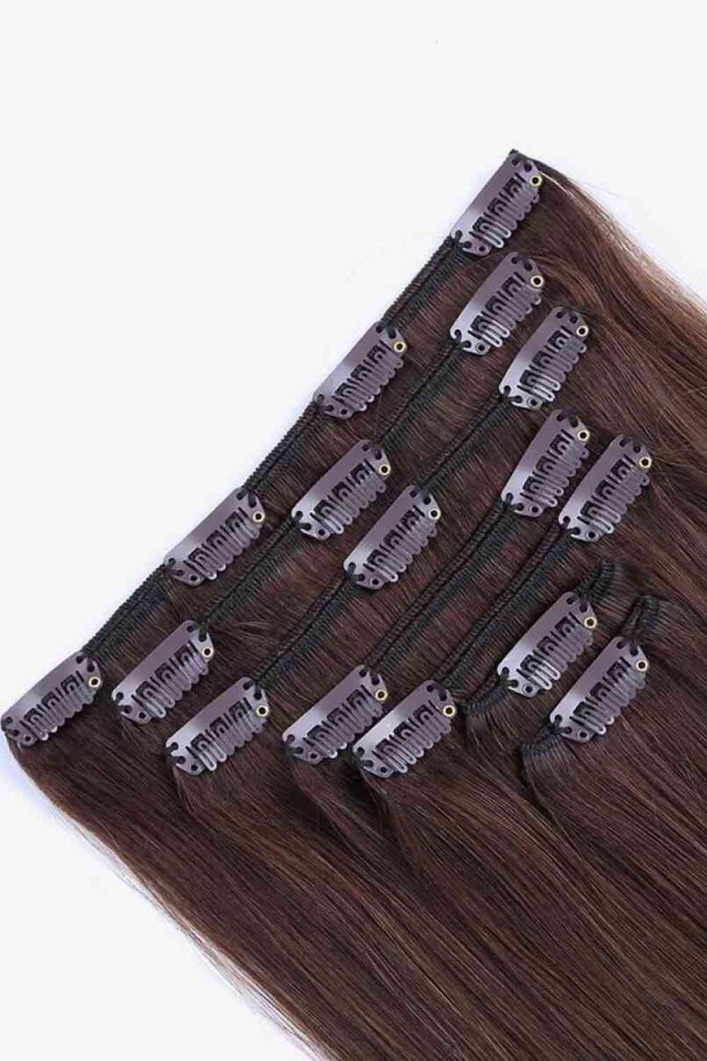 18" 120g Clip-In Hair Extensions Indian Human Hair Chocolate One Size 