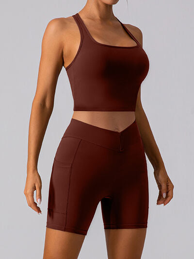 Square Neck Racerback Cropped Tank   