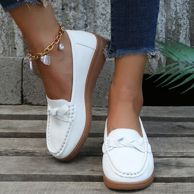 Weave Wedge Heeled Loafers White 35(US4) 
