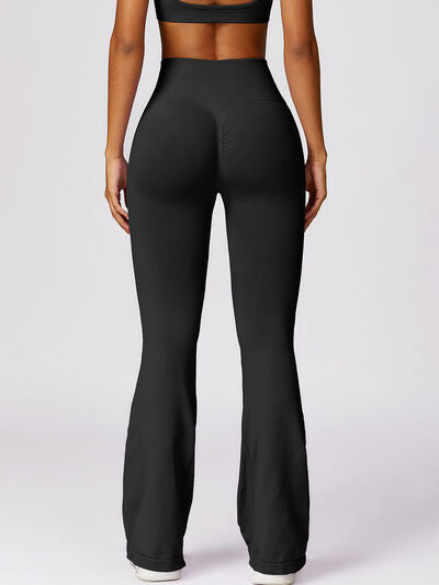 Wide Waistband High Waist Bootcut Pants   