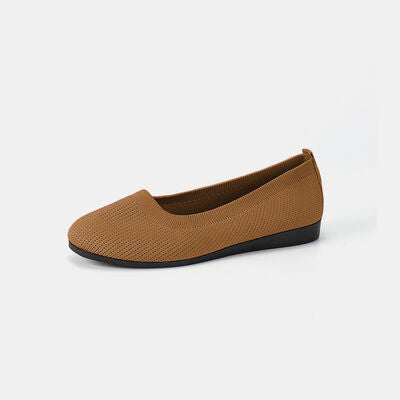 Round Toe Knit Ballet Flats Caramel 36(US5) 