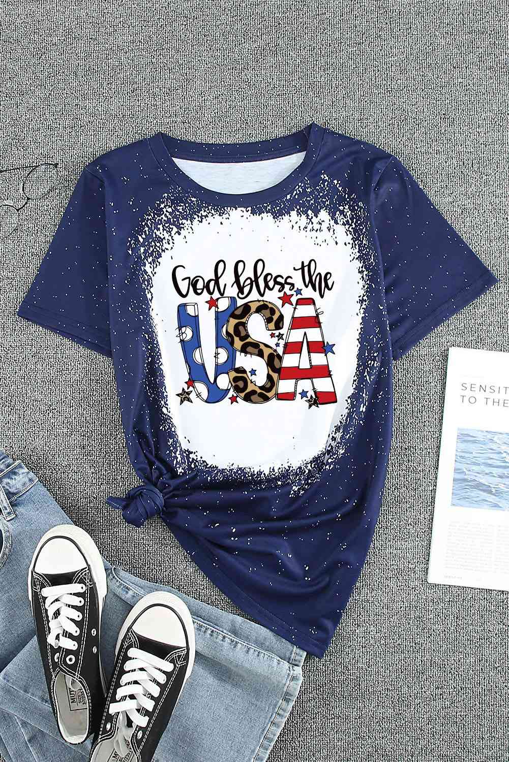 GOD BLESS THE USA Printed Tee Shirt   