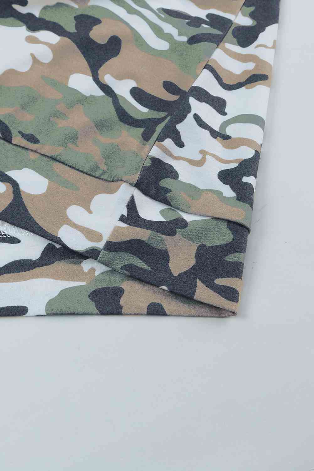 Camouflage Sequin Drawstring Hoodie   