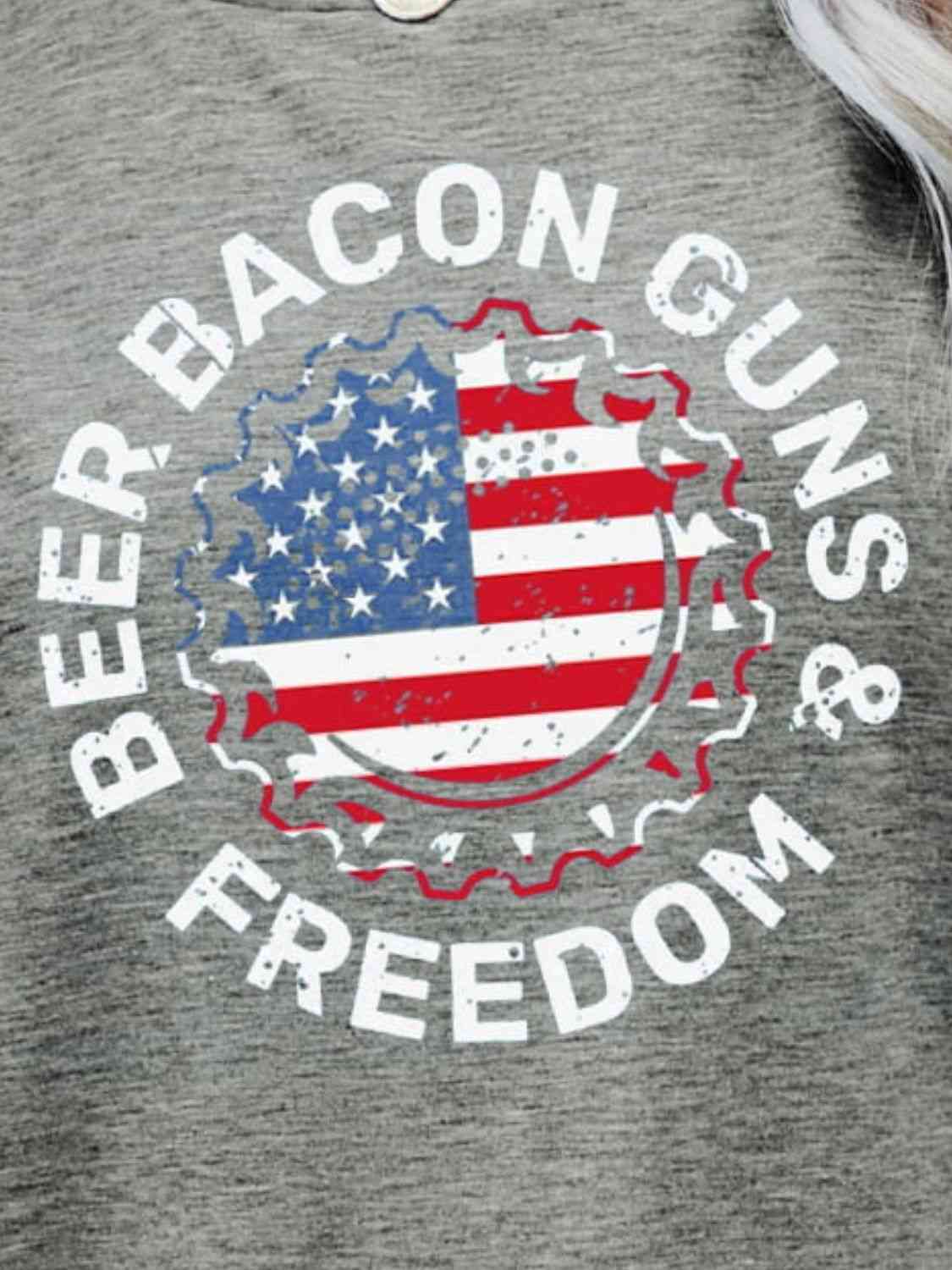 BEER BACON GUNS & FREEDOM US Flag Graphic Tee   