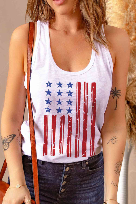 US Flag Graphic Scoop Neck Tank   