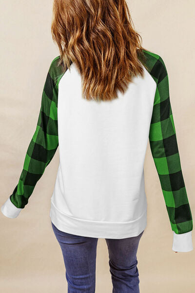 Lucky Clover Round Neck Long Sleeve T-Shirt   