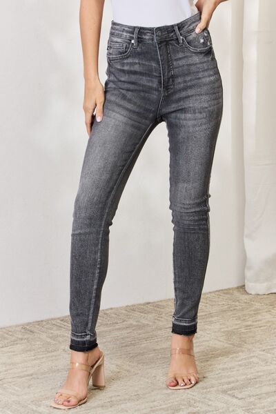 Judy Blue Full Size High Waist Tummy Control Release Hem Skinny Jeans GREY 0(24) 