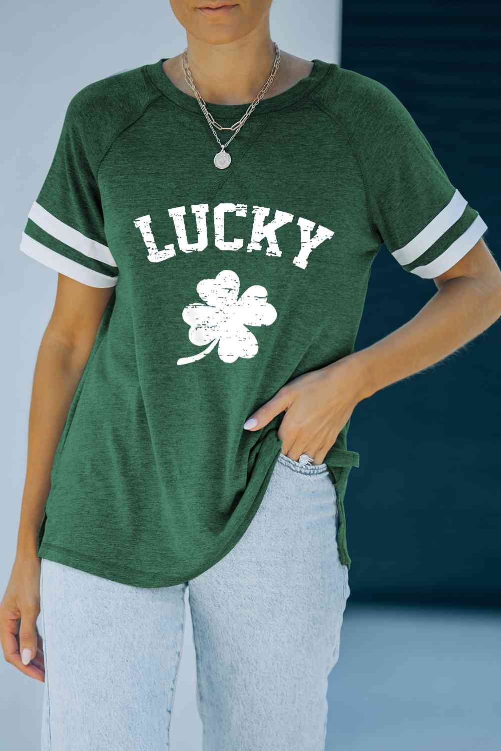 LUCKY Clover Graphic Tee Shirt Forest S 
