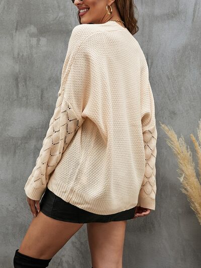 Openwork Dropped Shoulder Cardigan   