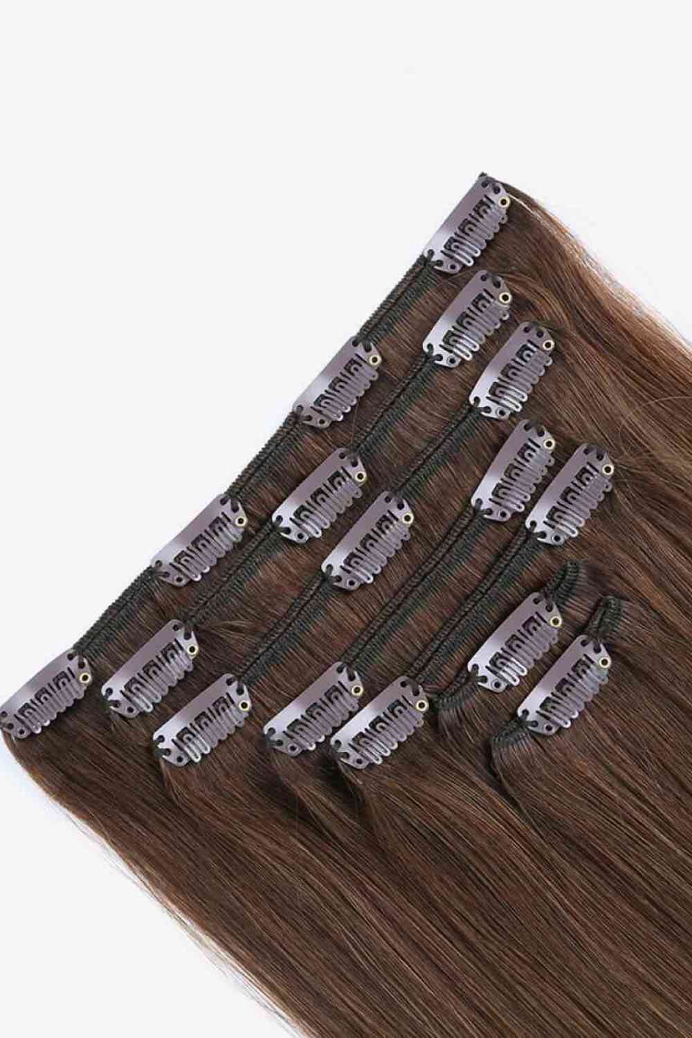 20" 120g Clip-in Hair Extensions Indian Human Hair Brown One Size 