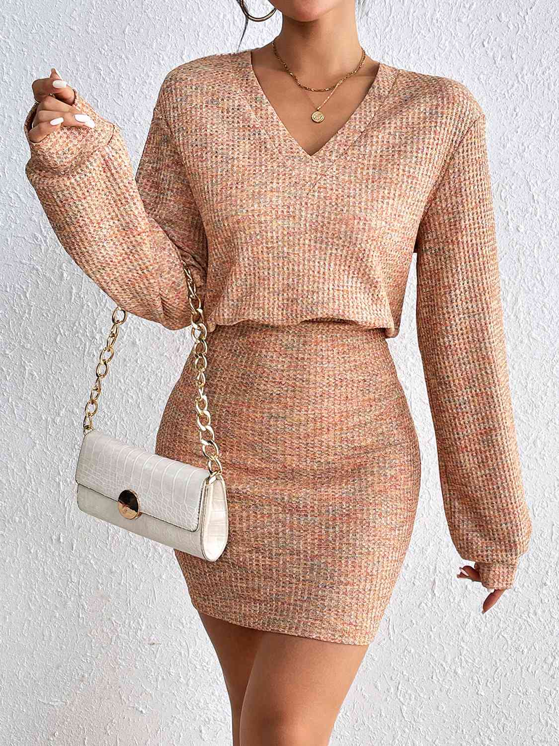 Lace Detail V-Neck Mini Dress   