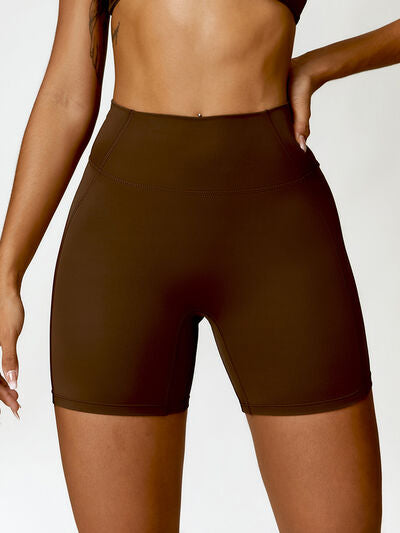 High Waist Active Shorts Chestnut S 