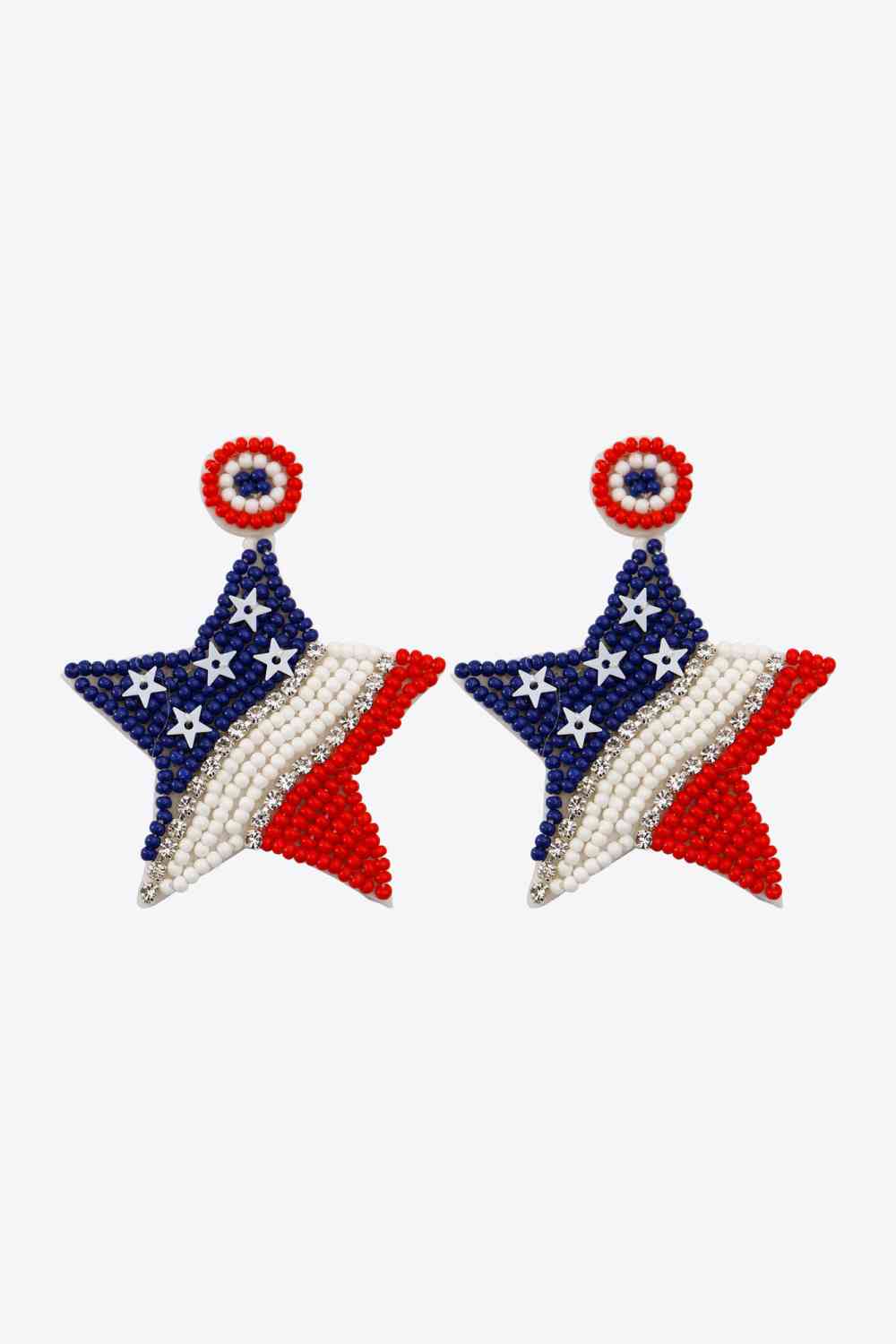 US Flag Beaded Star Earrings Multicolor One Size 