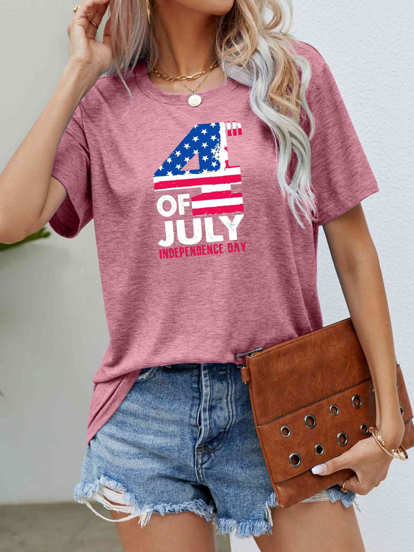 4th OF JULY INDEPENDENCE DAY Graphic Tee Dusty Pink S 