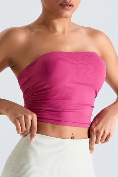 Ribbed Active Bandeau Top Hot Pink S 