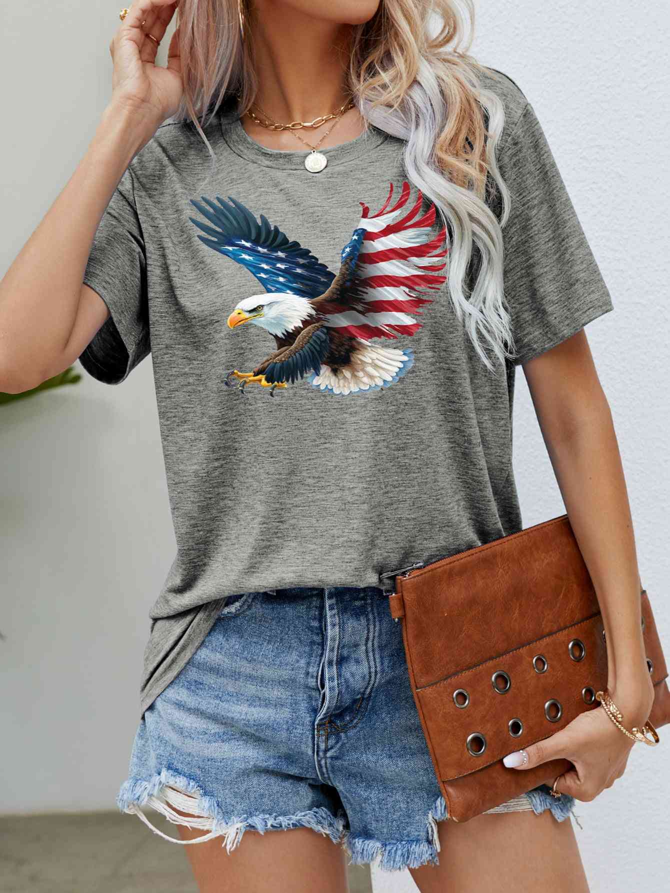 US Flag Eagle Graphic Tee Mid Gray S 