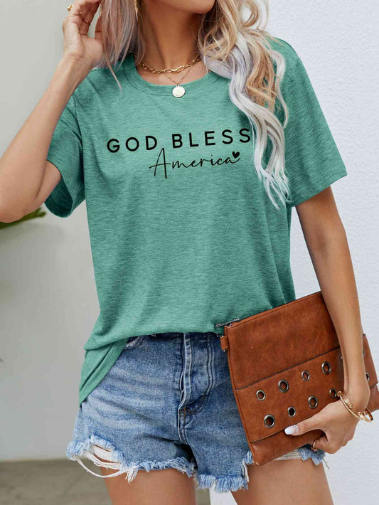 GOD BLESS AMERICA Graphic Short Sleeve Tee Gum Leaf S 