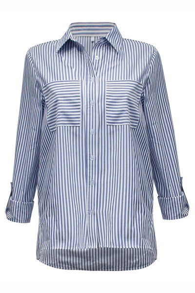 Striped Pocketed Button Up Shirt   