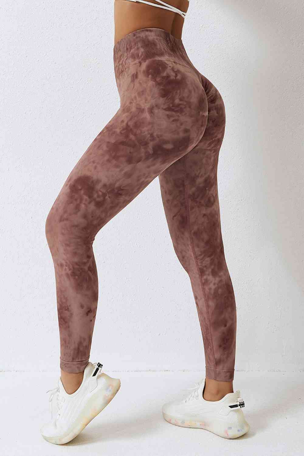 High Waist Tie-Dye Long Sports Pants Taupe S 