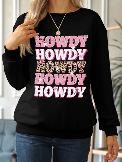 HOWDY Round Neck Dropped Shoulder Sweatshirt Black S 