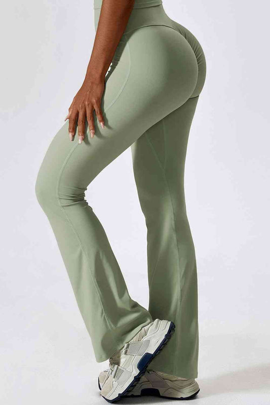 Wide Waistband Sports Pants Gum Leaf S 