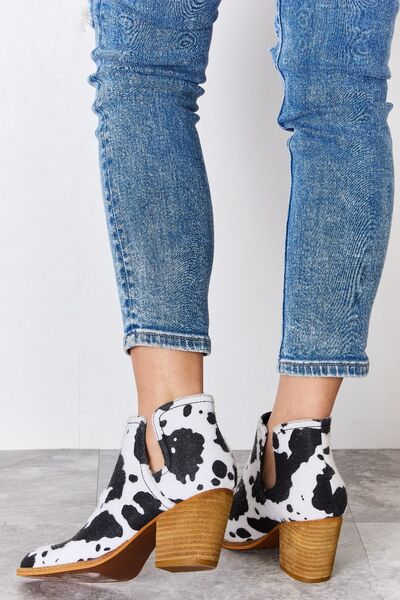 Melody Textured Cow Print Ankle Boots   