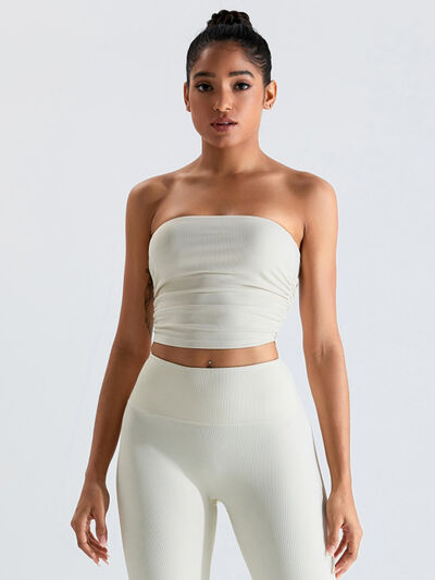Ribbed Active Bandeau Top White S 