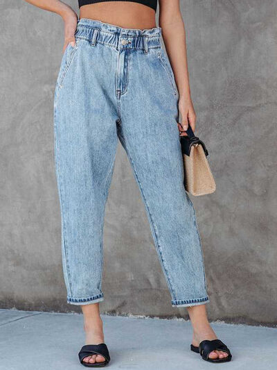 Paperbag Waist Cropped Jeans Light S 
