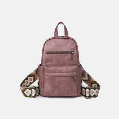 Medium PU Leather Backpack Dusty Pink One Size 